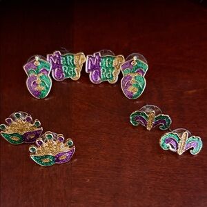 Mardi Gras Themed Earrings Set